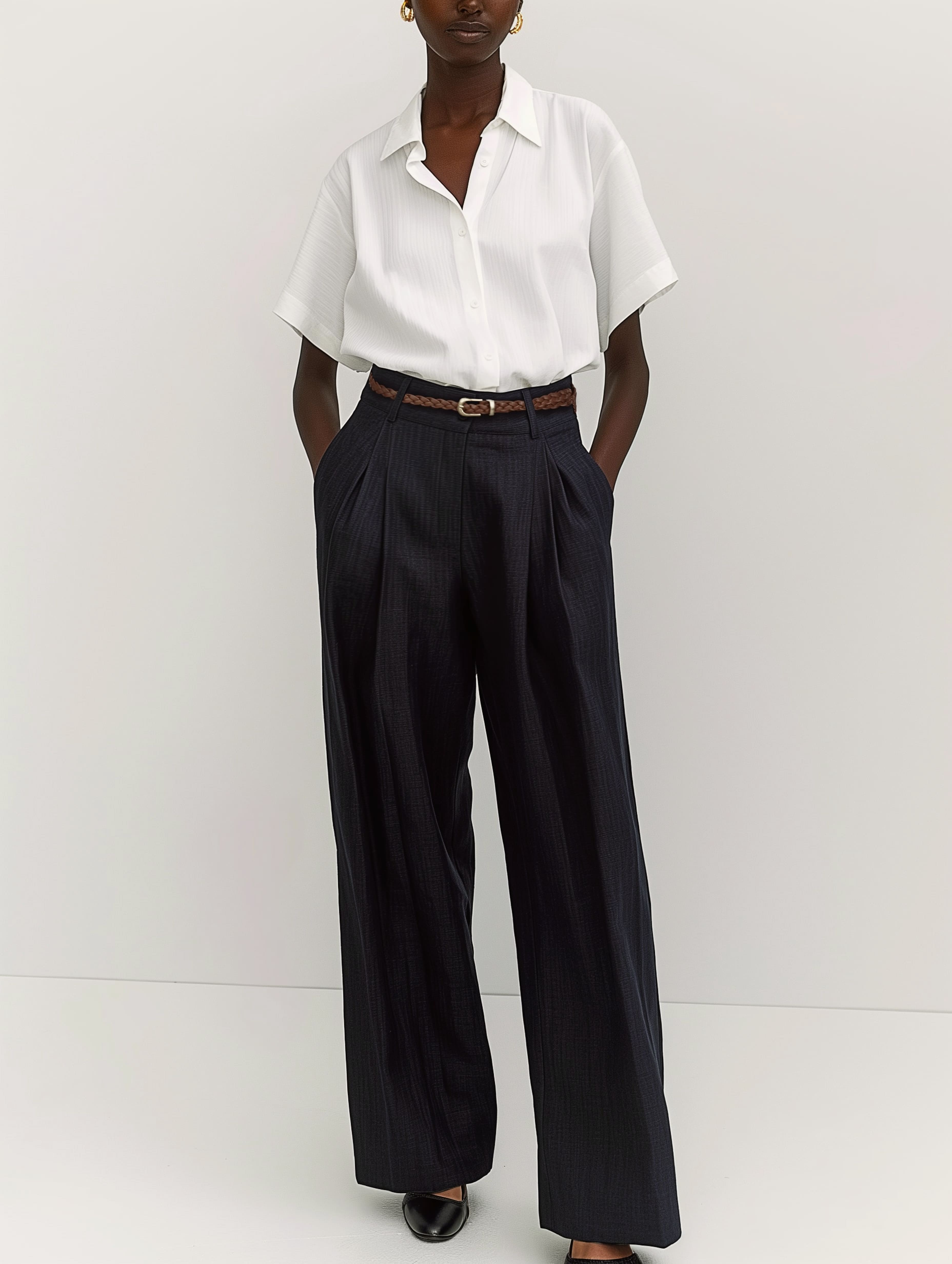 Belted Pleat Pants